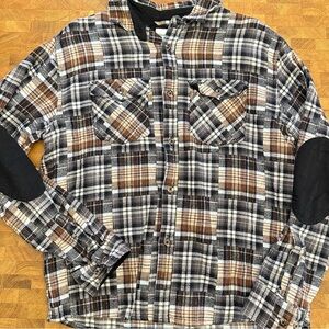 Goodfellow & Co Plaid Button-Up Shirt with Elbow Patches- Men’s Size Medium